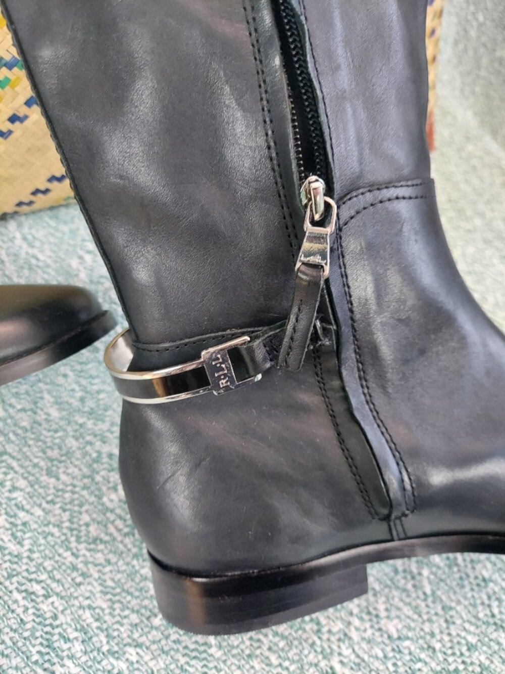 Lauren Ralph Lauren Berna Two-Tone Riding Boot · Size 8.5 · Black & Brown - Picture 6 of 16